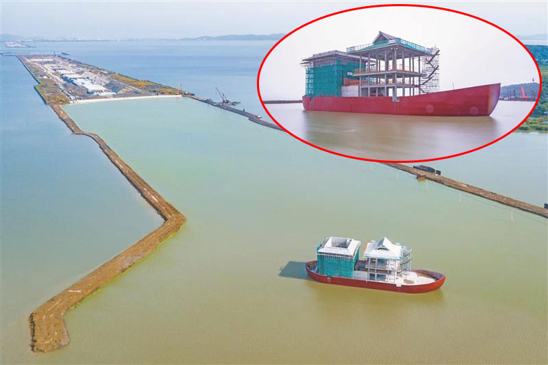 2020年6月15日，太湖隧道南泉段第二倉順利完成回水作業(yè)，湖中新增了一座畫舫風亭，成為融合太湖自然風貌的新景觀。
